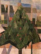 Theo van Doesburg Tree with houses. Sweden oil painting artist